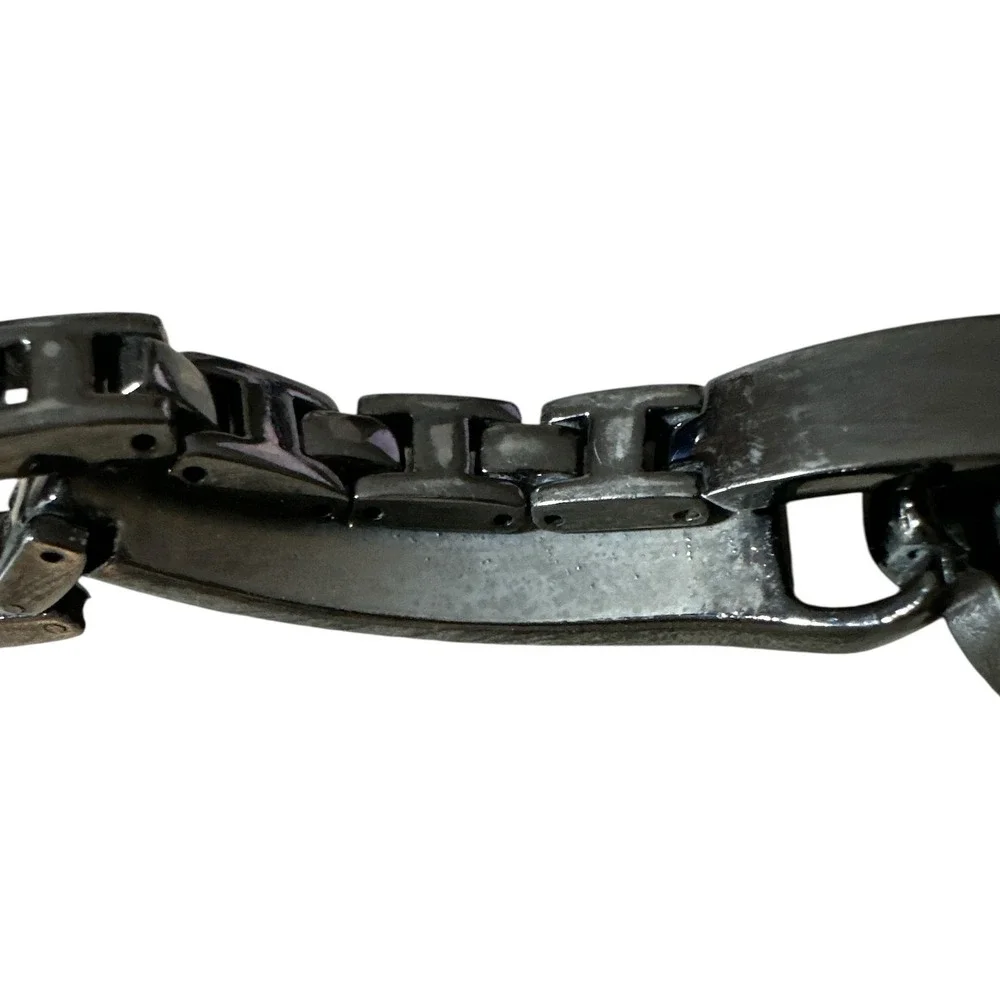 Kim Rogers Quartz Women's Watch‎ Dark Grey Bracelet Clasp Band Round Face Works